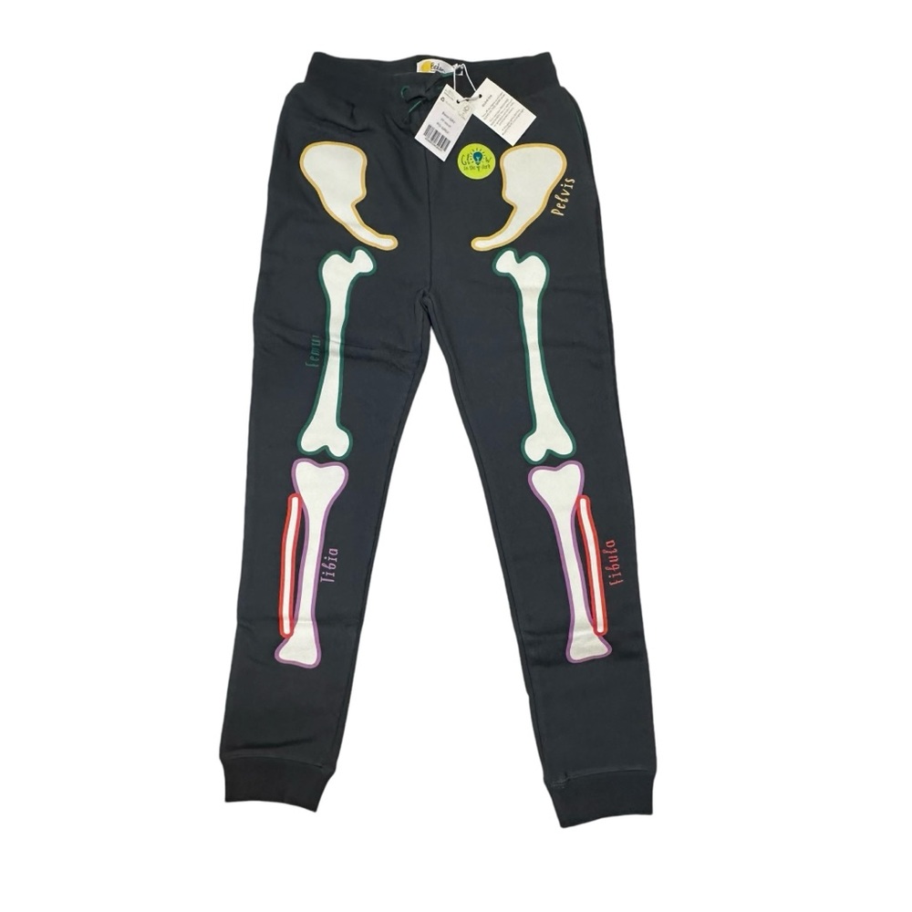 Boden Kids Halloween Skeleton Jogger Pants, Gray, Size 7 - NWT